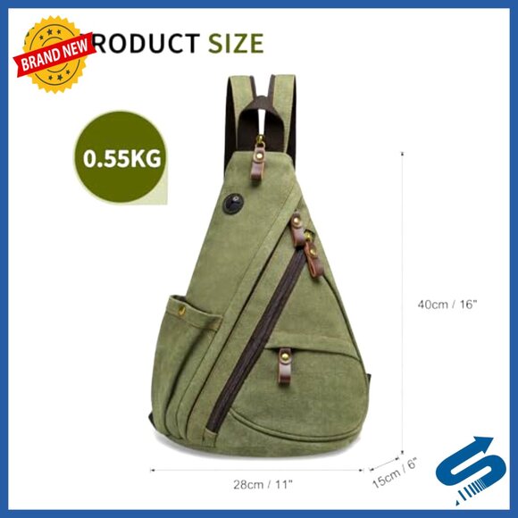 Vintage Canvas Sling Bag, 3-in-1 Convertible Crossbody Backpack, 16x10x6 Inches main image 7